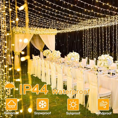 Ollny 2 Pack Curtain Lights, 400LED 6.6x6.6ft Fairy Lights with Remote - Image 5