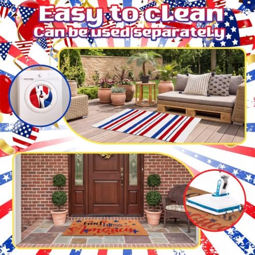 Duraaamo 2 Pcs Veterans Day Welcome Doormat Outdoor, Non-Slip - Image 4