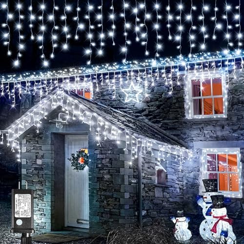 16.5FT 200 LED Icicle Lights for Outside, White Christmas Lights Outdoor by XmasBokeh