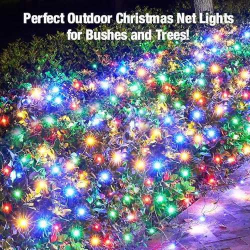 Led Multicolor Christmas Net Lights Outdoor Christmas Bushes Lights 120Led 6ftx5ft, Connectable Outdoor Indoor Mesh Net Lighting for Xmas Holiday, Garden, Lawn, Shrubs, Trees, Bushes Decorations - Image 5