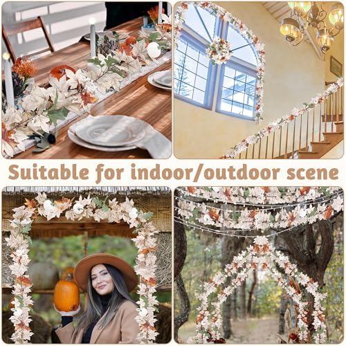 2Pack 11.8FT White Fall Maple Leaf Garland for Halloween Wedding Decoration - Image 5