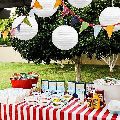 BEISHIDA 12 Inch White Paper Lanterns 6 Packs Hanging Round Chinese Lantern - Image 6