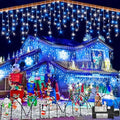 99ft Icicle Lights for Outside, Blue and White Christmas Lights Outdoor Indoor, 1216 LED Twinkle String Light with 228 Drops Curtain Light for Thanksgiving Room Home Wall Bedroom Window Decoration by Nielfoi