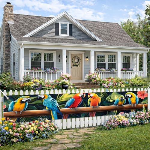 BlissYard Tropical Parrot Banner Garden Macaw Decor 118 x 20 Inch by BlissYard