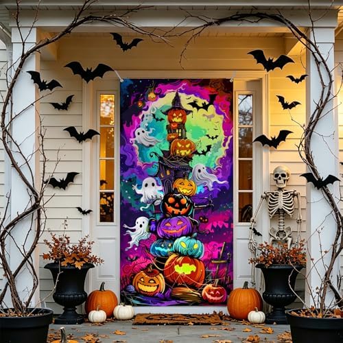35.4" x 70.8" Halloween Door Cover, Haunted House Front Door Decor - Image 7