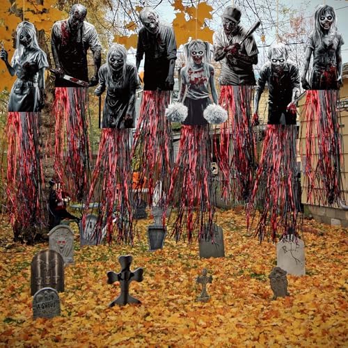 DoubleFill 8 Pcs Zombie Halloween Hanging Decorations, Windsocks Scary - Image 2