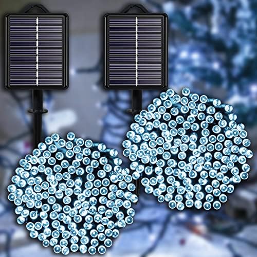 Solar Christmas String Lights, Cool White 200Led Outdoor Waterproof by YAOZHOU