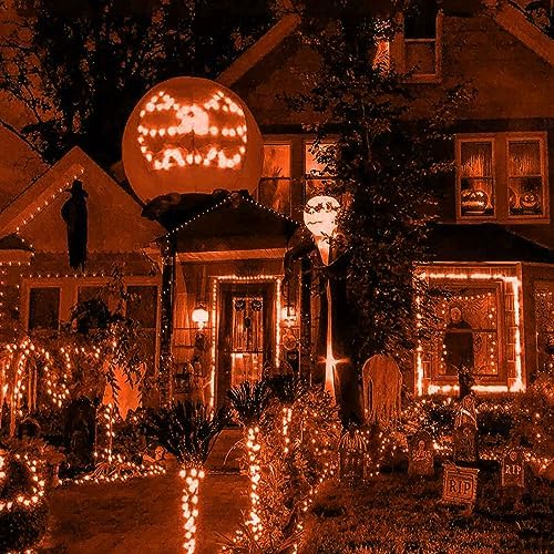 HISHINY Halloween Lights Outdoor,100LED 5ftx5ft Orange Net Lights with Connectable, Waterproof,UL Certified and Durable Green Wire Design for Bushes,Shrubs,Halloween Decorations Outdoor - Image 6