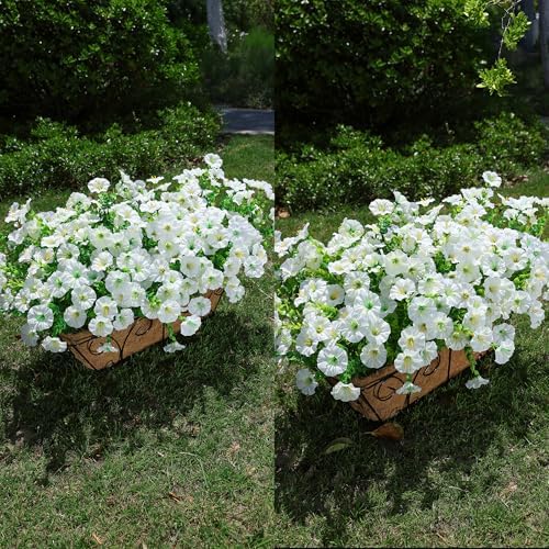 HyeFlora Artificial Flowers for Outdoors Fake Plants Outside Decoration, 12 Bundles Silk White Morning Glory UV Resistant Look Real Faux Flowers for Planter Front Door Porch Patio Yard Gardens Balcony - Image 3