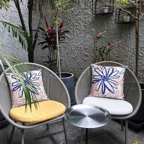Pyonic Outdoor Waterproof Pillow Covers Pack of 2 Dahlia Water Resistant Decorative Outdoor Pillow Covers 18x18 inch Square Patio Pillows for Funiture Garden,White - Image 7