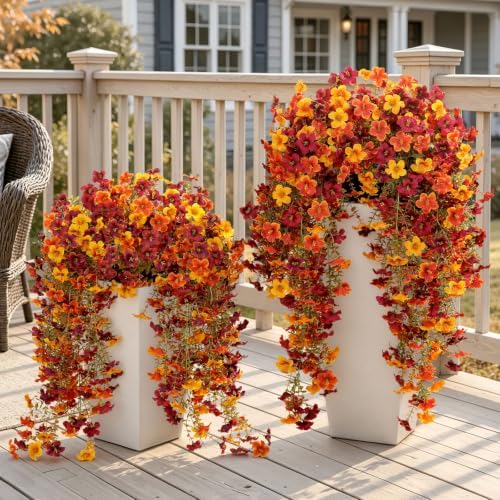 4 Pcs Upgrade Big Artificial Hanging Fall Flowers for Outdoors Decorations - Image 2
