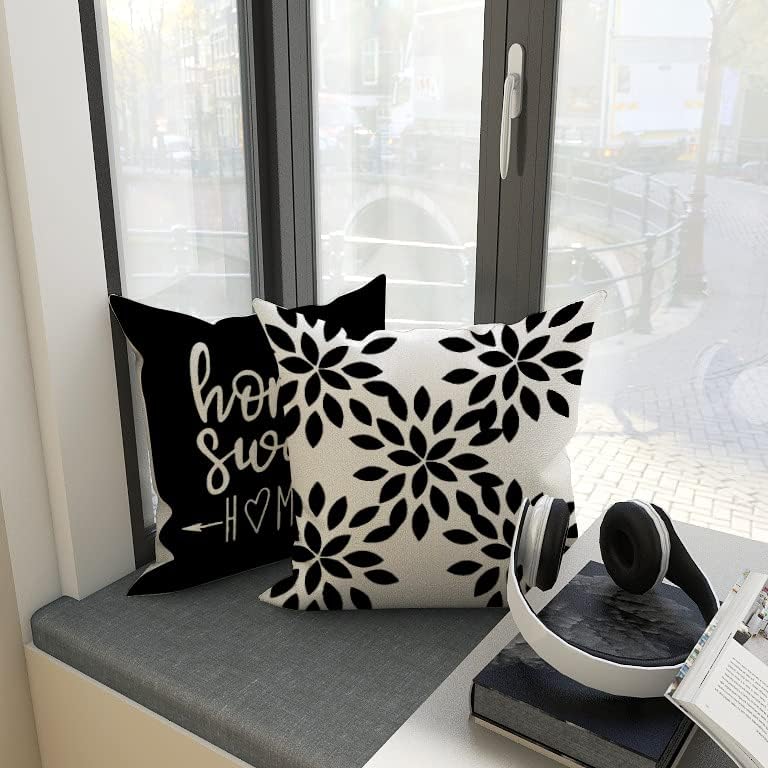 YCOLL Pillow Covers 22x22 Set of 4, Modern Sofa Throw Pillow Cover, Decorative Outdoor Linen Fabric Pillow Case for Couch Bed Car, Black - Image 5