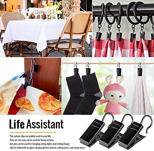 Teenitor 100 Pack Small Curtain Clips Curtain Hooks for Outdoor String Lights, Stainless Steel Clips for Hanging Curtain Hooks for Drapes, Black - Image 5