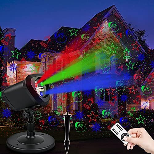 RGB Laser Christmas Lights - Indoor/Outdoor, 3 Colors, Multiple Patterns, Waterproof with Remote - for Holiday Decor by YINUOLIGHT