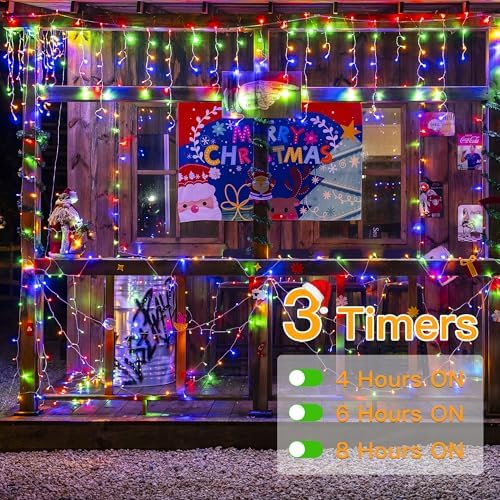 Ollny Icicle Lights for Outside 1000LED 82FT, Multicolor Christmas Light with Remote 8Modes Timers Waterproof Dimmable, Plug in Hanging Lights for Outdoor Indoor House Roof Holiday - Image 6