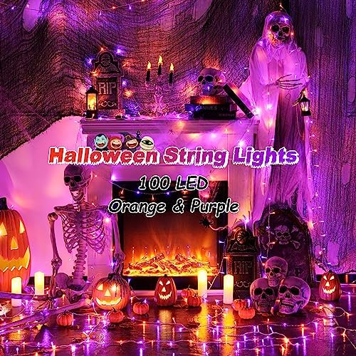 JMEXSUSS 33 FT 100 LED Orange and Purple Halloween String Lights Indoor - Image 2