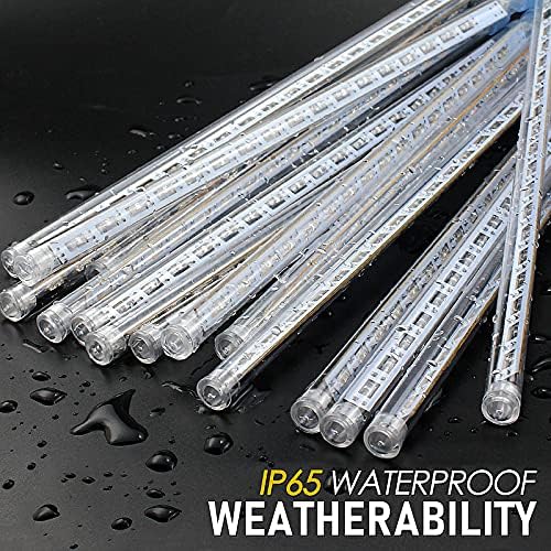Meteor Shower Rain Lights with 25 Tubes 600 LEDs Waterproof Icicle Snow Fall String Lights for Party Tree Home Patio Outdoor Decoration (25 Tubes, White) - Image 5