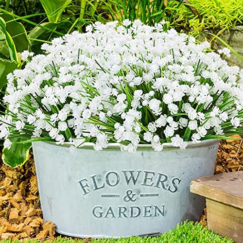Ouddy Decor 24 Bundles Artificial Flowers for Outdoors Decorations, White - Image 4
