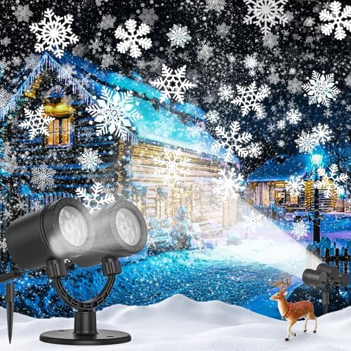 Christmas Snowflake Projector Lights Outdoor, 2024 Upgraded Snowfall Christmas Projector Light - Waterproof Valentine's Day Holiday Gift for Her by Unknown