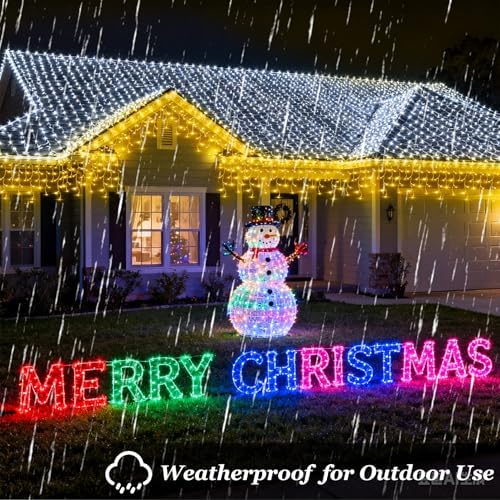 Christmas Icicle Lights Outdoor 66FT 670 LED Drops Warm White - Image 5