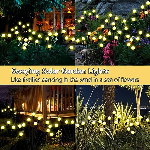 Solar Garden Lights Outdoor, 6 Pack 48 LED Solar Firefly Lights Waterproof, Sway by Wind, Swaying Light for Yard Patio Backyard Garden Planter Flower Bed Pathway Outdoor Decoration (Warm White) - Image 4