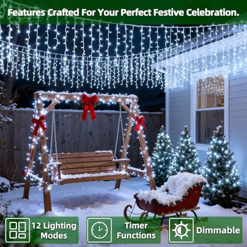 810 LED 82FT Christmas Lights Outdoor, 180Drops Icicle Lights with 12 Modes - Image 3