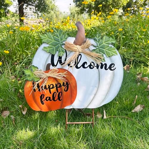Outdoor Fall Decoration Pumpkin Yard Stakes Metal Garden Stake Stacks Lawn - Image 4