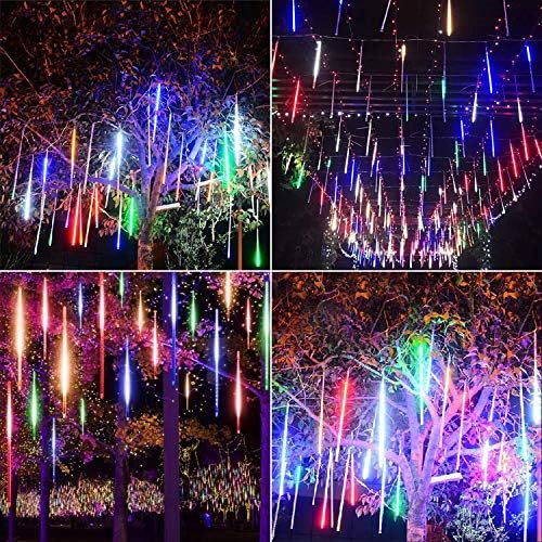 Meteor Shower Lights Outdoor, 11.8 Inches 10 Tubes 240 LED Snowfall Light, Waterproof Meteor Christmas Lights, Hanging Falling Rain Light for Tree Bushes Holiday Party Christmas Decor, Multicolored - Image 2