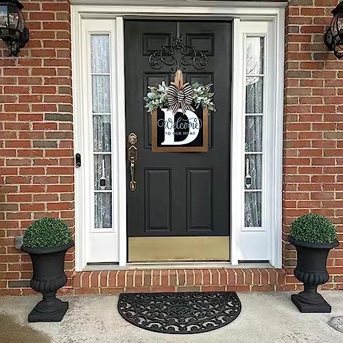 Last Name Year Round Front Door Wreath Front Porch Decoration 26 Letter Welcome Sign with Eucalyptus Garland and Bow Spring Wreaths for Front Door Outside Hanger Garland (D) - Image 4