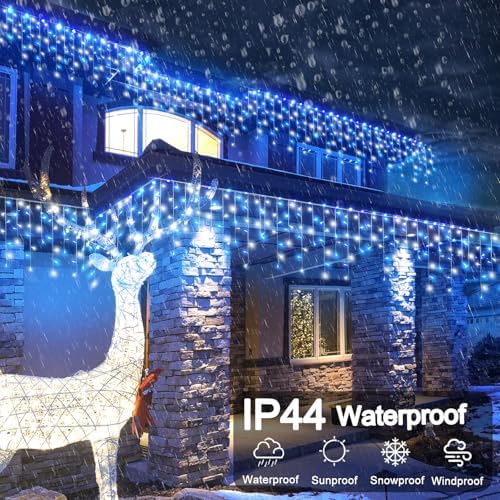 33ft Blue and White Christmas Lights Outdoor Icicle Lights for Outside 400L - Image 3