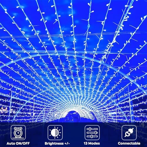 88FT 240LED Extra-Long Connectable String Lights Indoor Outdoor Clear Wire, Blue Christmas String Lights, Plug in Twinkle Fairy Light with Timer for Wedding Patio Tree Yard Christmas Decorations - Image 2