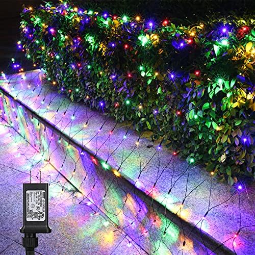 LYHOPE 12ft x 5ft 360 LED Christmas Net Lights, 8 Modes Low Voltage Green Wire Mesh Christmas Decorations Lights for Xmas Trees, Bushes, Wedding, Garden, Outdoor, Indoor Decor (Multicolor) by LYHOPE