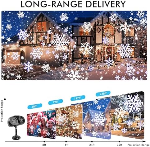 Christmas Projector Lights Outdoor, Snowflake Projector with Remote Control, IP65 Waterproof LED Snowflake Projection Lights for Christmas Decorations Garden Holiday Parties New Year - Image 4