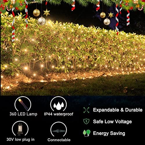 OYCBUZO 360LED Net Lights, 21ft x 5ft Connectable Christmas Outdoor Mesh Lights with Timer & 8 Lighting Modes, Waterproof String Light Plug in for Xmas Tree Bushes Garden Holiday Party - Warm White - Image 6