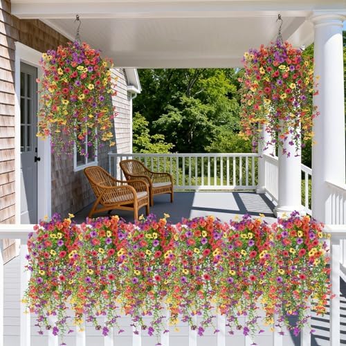 Hommyea Artificial Fake Fall Flowers Plants for Outdoors Mums Home Decor - Image 4