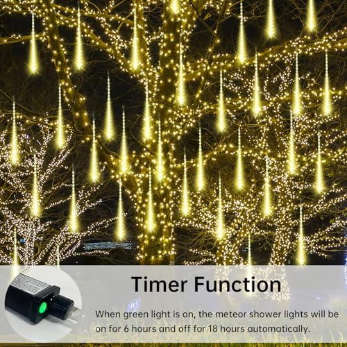 Aluan Meteor Shower Rain Lights Outdoor 16 Inch Christmas Lights Warm White - Image 3