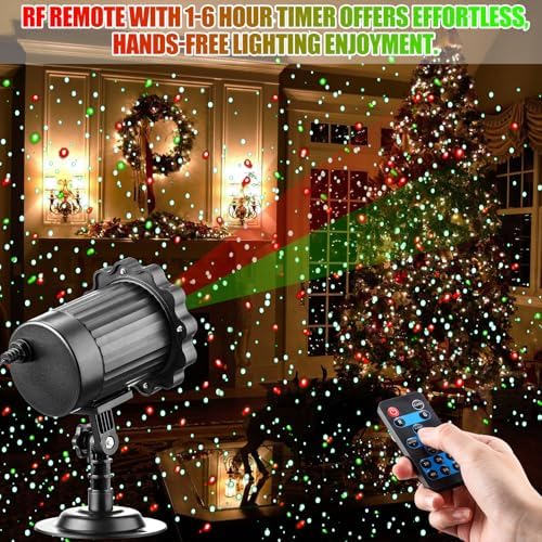 eBoot 4 Sets Christmas Laser Lights Projector Outdoor Waterproof Christmas Laser Lights with Remote and Timer, 2 Colors 4 Flashing Modes Landscape Spotlight Red and Green Stars for Xmas Indoor Decor - Image 5