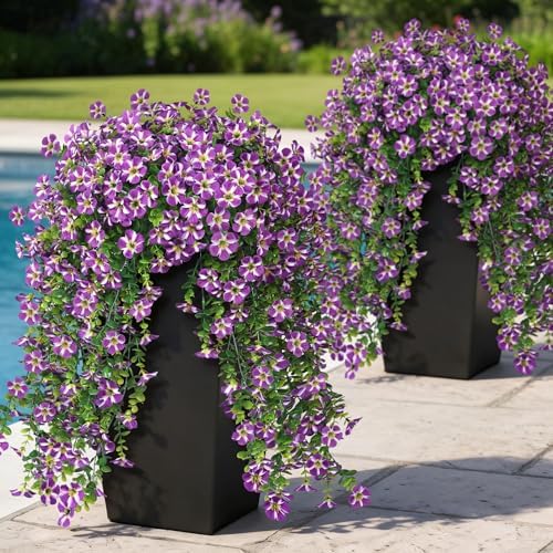 8 Bundles 29.5" Artificial Hanging Silk Flowers for Front Door(Purple) by VIERENA