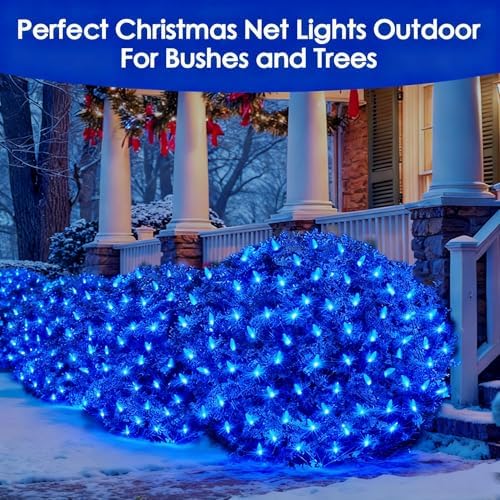 Christmas Net Lights Outdoor for Bushes, 6x5ft 120LED Net Light Outdoor Mesh Lights, Connectable Waterproof Net Light for Bushes,Garden,Yard,Trunk,Xmas Tree,Christmas Décor (Blue) - Image 2