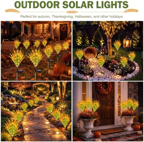 Rossesay 6 Pcs Fall Solar Lights Outdoor Decorative Waterproof Flower Light - Image 6