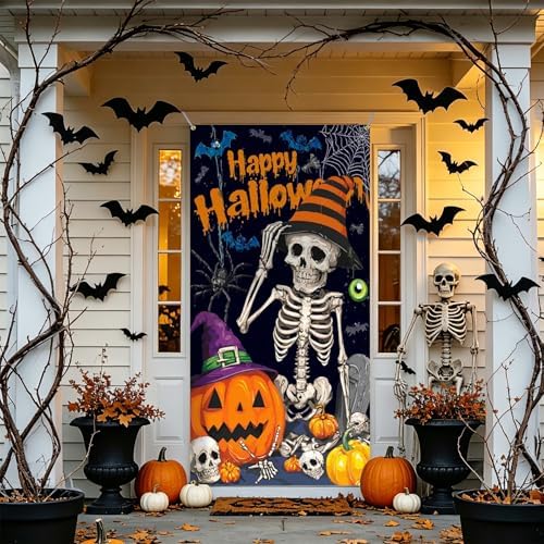 35.4" x 70.8" Halloween Door Cover, Haunted House Front Door Decor - Image 7