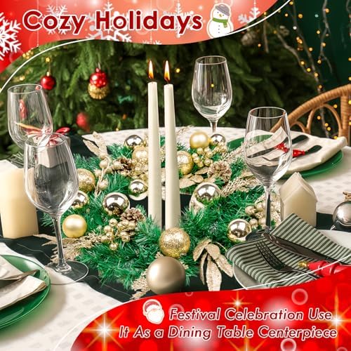 Christmas Wreaths for Front Door Decor Flower, 22" Winter Golden - Image 7