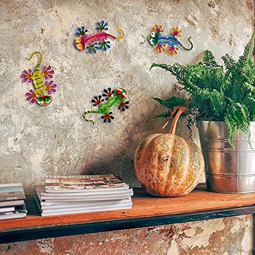 hogardeck Metal Gecko Outdoor Wall Decor, 4 Pack Lizard Art Garden Sculptures & Statues with Shaking Head Spring Decor for Front Yard Fence Patio - Image 7