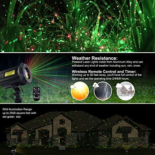 Poeland Garden Lights Moving Laser Christmas Lights Star Projector for Home and Garden - Image 4