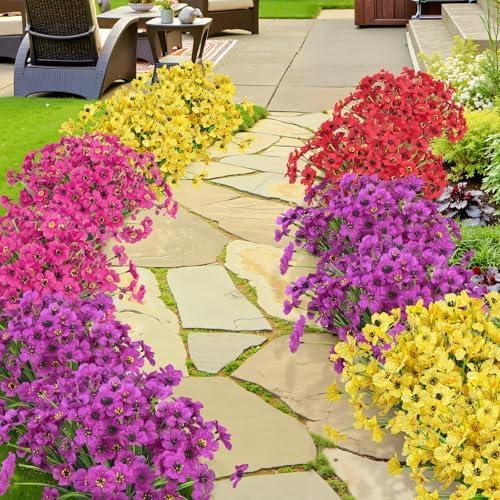 Ouddy Decor 24 Bundles Artificial Flowers for Outdoors Decor, Multicolor - Image 5