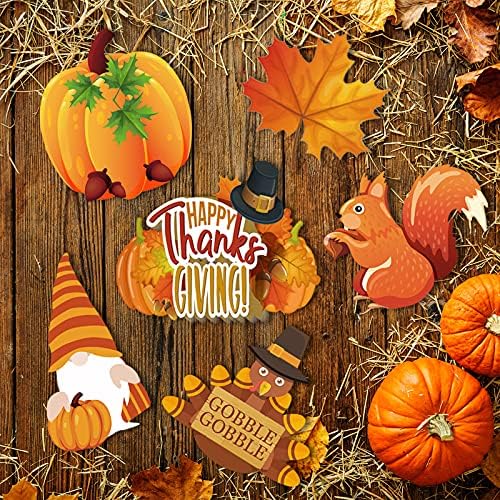Thanksgiving Yard Signs Stakes - 6PCS Fall Outdoor Decorations - Maple, Squirrel, Turkey, Gnome, Pumpkin Corrugated Lawn Signs for Outside - Image 3