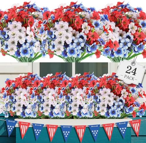 AGIRL Artificial Flowers Outdoor Fake Plants for 4th of July Garden Decor by AGIRL