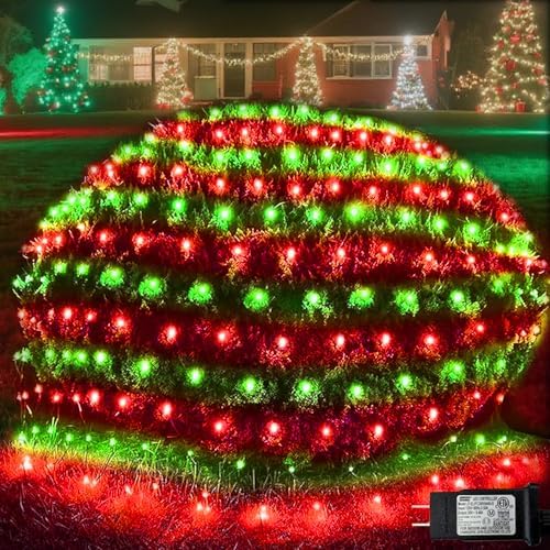 Pooqla Red and Green Christmas Net Lights Outdoor, 15x 5ft Green Wire - Image 7