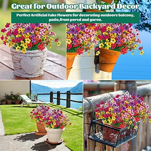 24 Pcs Artificial Flowers for Outdoor, Plastic Fake Flowers Decor, 6 Color - Image 6