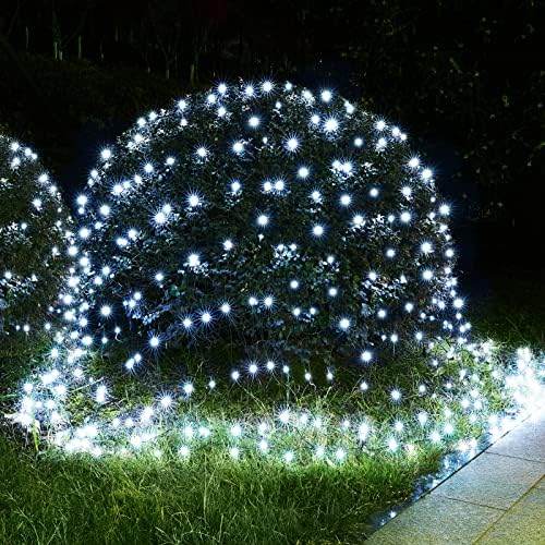 BlcTec Christmas Net Lights, 200 LED 8.4ft x 5.2ft Outdoor Christmas Lights with 8 Modes, Timer, Connectable, Waterproof Design for Trees, Bushes, Shrubs Yard Outdoor Xmas Decorations, Cool White by BlcTec